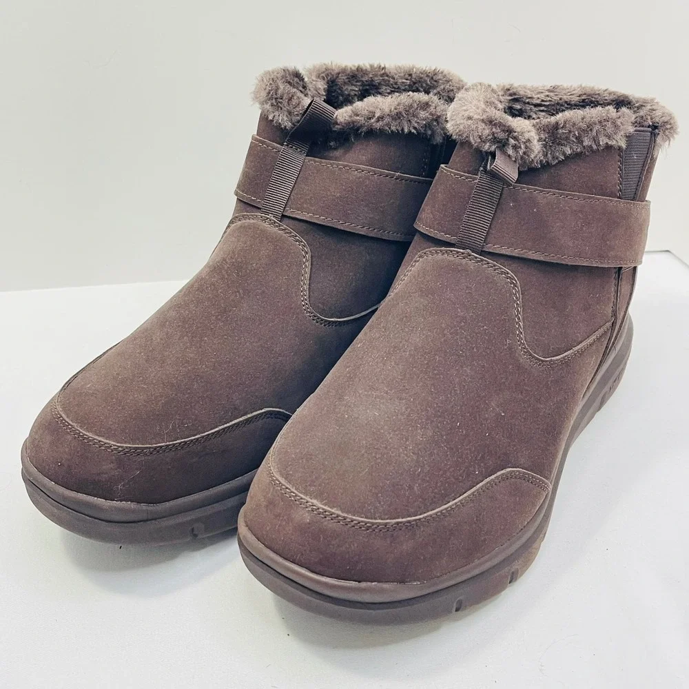 FitVille Men Brown Suede Faux Fur Lined Winter Ankle Boots 11.5 Extra Wide‎